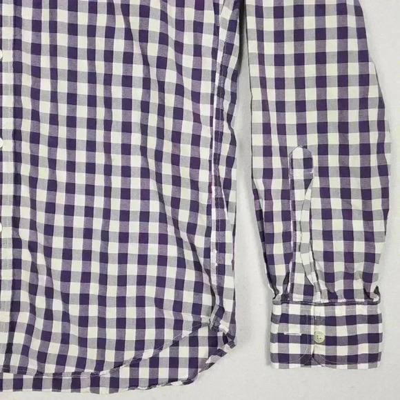 J Crew Men's Button Down Long Sleeve Shirt Medium 100% Cotton Purple Checkered‎ - Picture 8 of 16
